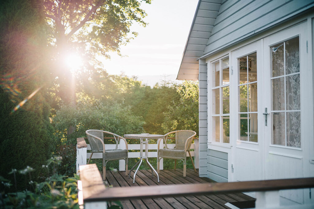 Wraparound porch in the sunset